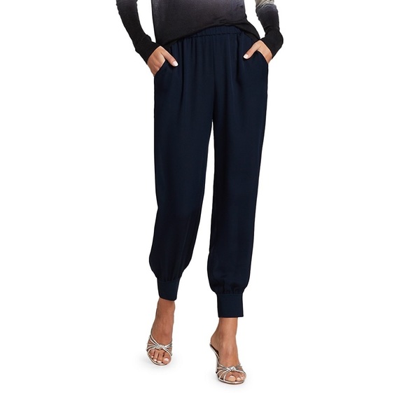 Theory Ribcuff Silk Joggers Sz M 